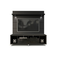 Manhattan Comfort 2-1541382253 Cabrini TV Stand and Floating Wall TV Panel with LED Lights 1.8 in  Black 
